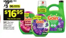 Dollar General Gain Plus Super Filings 45 ct. or Liquid Laundry Detergent 134 Load offer
