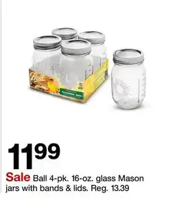 Target Ball 4-pk. 16-oz. glass Mason jars with bands & lids offer