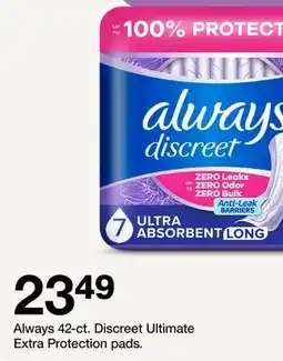 Target Always 42-ct. Discreet Ultimate Extra Protection pads offer