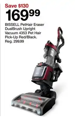 Target BISSELL PetHair Eraser DualBrush Upright Vacuum 4353 Pet Hair Pick-Up Red/Black offer