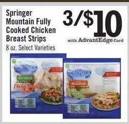 Price Chopper Springer Mountain Fully Cooked Chicken Breast Strips offer