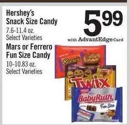 Price Chopper Mars or Ferrero Fun Size Candy offer