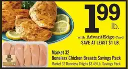 Price Chopper Market 32 Boneless Chicken Breasts Savings Pack offer