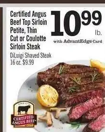 Price Chopper Certified Angus Beef Top Sirloin offer