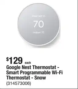 The Home Depot Google Nest Thermostat - Smart Programmable Wi-Fi Thermostat - Snow offer