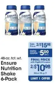 Price Rite Ensure Nutrition Shake 6-Pack offer