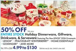 Boscov's ENTIRE STOCK Holiday Dinnerware, Giftware, Drinkware, & Serveware offer