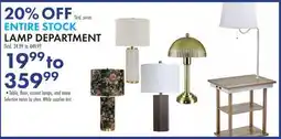 Boscov's ENTIRE STOCK LAMP DEPARTMENT offer