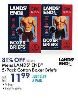 Boscov's Mens LAND'S END 5-Pack Cotton Boxer Briefs offer