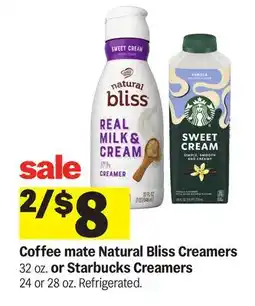 Meijer Coffee mate Natural Bliss Creamers or Starbucks Creamers offer