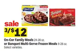 Meijer On-Cor Family Meals 24-28 oz. or Banquet Multi-Serve Frozen Meals 9-28 oz offer