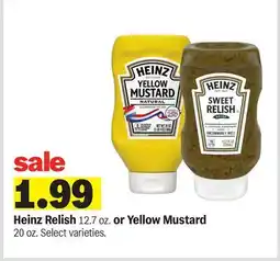 Meijer Heinz Relish 12.7 oz. or Yellow Mustard 20 oz offer