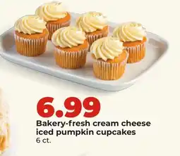 Hy-Vee Bakery-fresh cream cheese iced pumpkin cupcakes offer