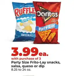 Hy-Vee Party Size Frito-Lay snacks, salsa, queso or dip offer
