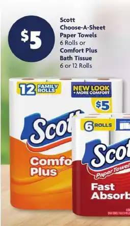 Family Dollar Scott Choose-A-Sheet Paper Towels or Comfort Plus Bath Tissue offer