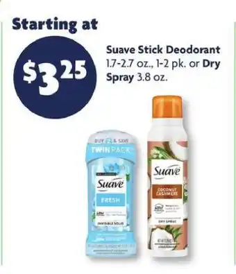 Suave Stick Deodorant or Dry Spray