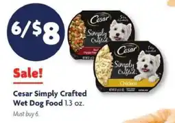 Family Dollar Cesar Simply Crafted Wet Dog Food 1.3 oz offer