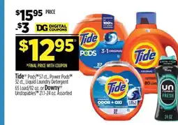 Dollar General Tide Pods, Power Pods, Liquid Laundry Detergent or Downy Unstopables offer