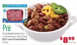 Family Fresh Market Pre no added antibiotics or hormones, grass fed 85% lean ground beef offer