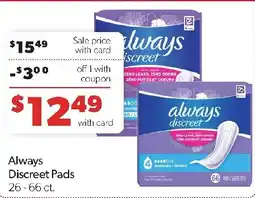 Family Fresh Market Always Discreet Pads offer