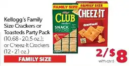 Family Fresh Market Kellogg's Family Size Crackers or Toasteds Party Pack or Cheez-It Crackers offer
