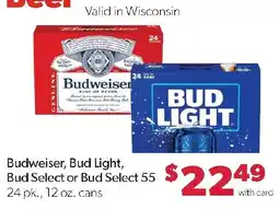 Family Fresh Market Budweiser, Bud Light, Bud Select or Bud Select 55 offer