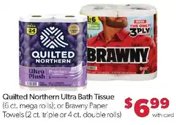 Family Fresh Market Quilted Northern Ultra Bath Tissue or Brawny Paper Towels offer
