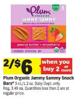 Meijer Plum Organic Jammy Sammy Snack Bars offer