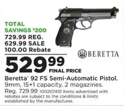 Mills Fleet Farm Beretta 92 FS Semi-Automatic Pistol offer