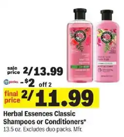 Meijer Herbal Essences Classic Shampoos or Conditioners offer