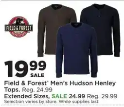Mills Fleet Farm Field & Forest Men's Hudson Henley Tops offer