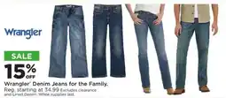 Mills Fleet Farm Wrangler Denim Jeans for the Family offer