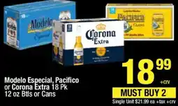 Super King Markets Modelo Especial, Pacifico or Corona Extra offer