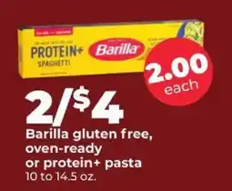 Hy-Vee Barilla gluten free, oven-ready or protein+ pasta offer