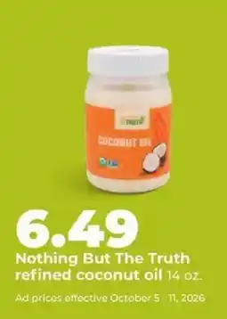 Hy-Vee Nothing But The Truth refined coconut oil offer
