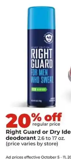 Hy-Vee Right Guard deodorant offer