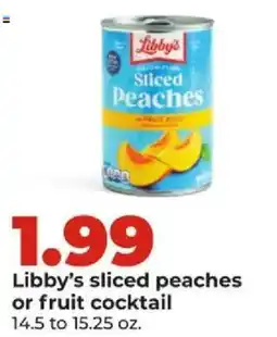 Hy-Vee Libby's sliced peaches or fruit cocktail offer