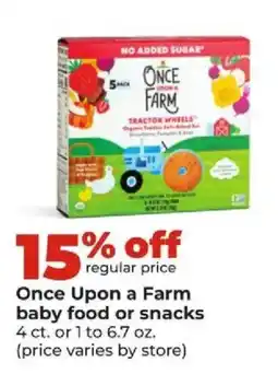 Hy-Vee Once Upon a Farm baby food or snacks offer
