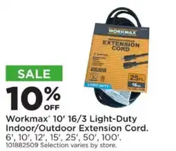 Mills Fleet Farm Workmax 10' 16/3 Light-Duty Indoor/Outdoor Extension Cord offer