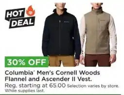 Mills Fleet Farm Columbia Men's Cornell Woods Flannel and Ascender II Vest offer