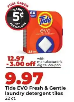 Hy-Vee Tide EVO Fresh & Gentle laundry detergent tiles offer