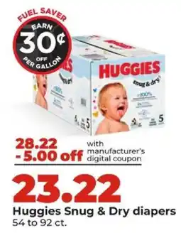 Hy-Vee Huggies Snug & Dry diapers offer