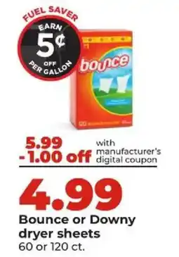 Hy-Vee Bounce or Downy dryer sheets offer