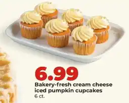 Hy-Vee Bakery-fresh cream cheese iced pumpkin cupcakes offer