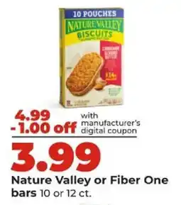 Hy-Vee Nature Valley or Fiber One bars offer