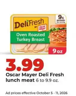 Hy-Vee Oscar Mayer Deli Fresh lunch meat offer
