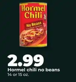 Hy-Vee Hormel chili no beans offer
