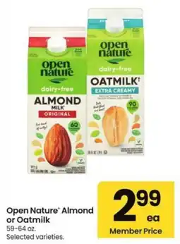 Albertsons Open Nature Almond or Oatmilk offer