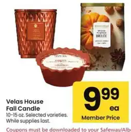 Albertsons Velas House Fall Candle offer