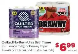 Family Fare Quilted Northern Ultra Bath Tissue or Brawny Paper Towels offer